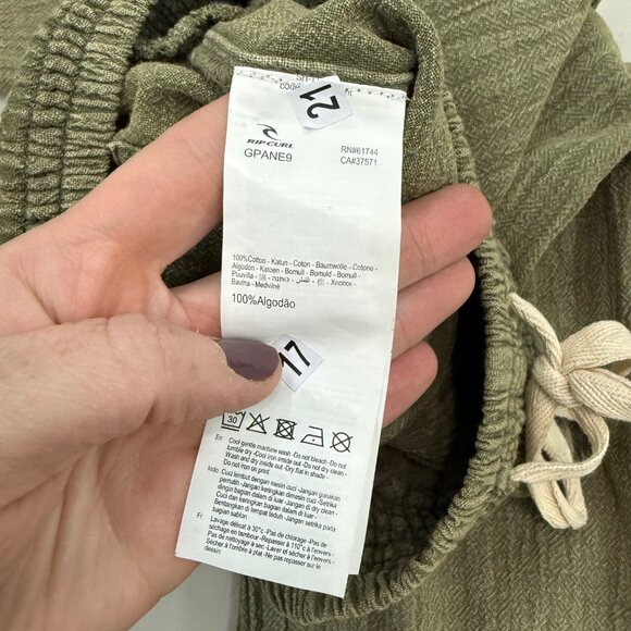 Ripcurl Classic Surf Green Poplin Cotton Crepe Beach Pants GPANE9 Womens Small - Picture 6 of 10